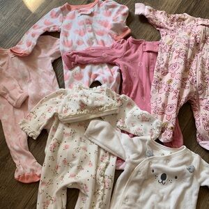 6 newborn baby girl sleeper bundle